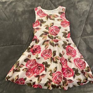 Childrens Place sundress size 6 rose pattern on tule over nylon. Sleeveless.